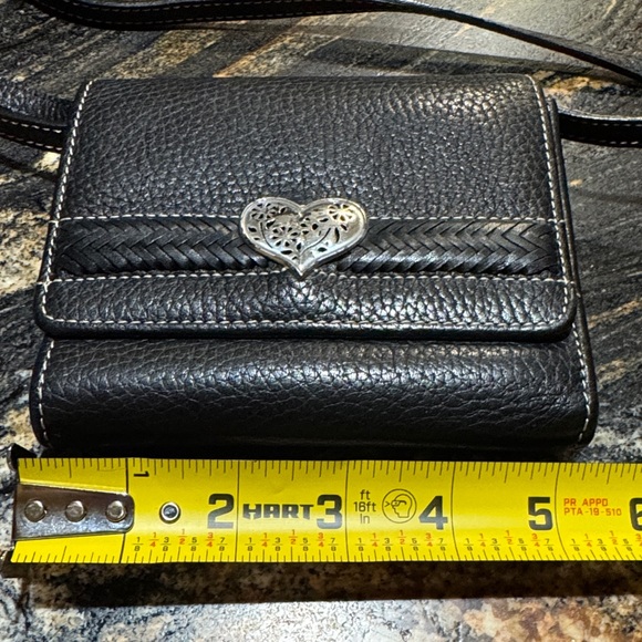 Brighton Black Leather Crossbody with Silver Heart Accent - Picture 6 of 7